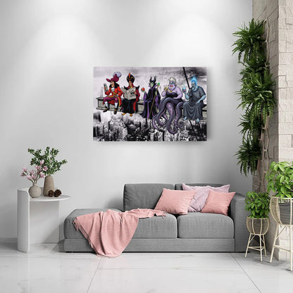 Disney Villains Lunch Atop a Skyscraper Canvas Wall Art