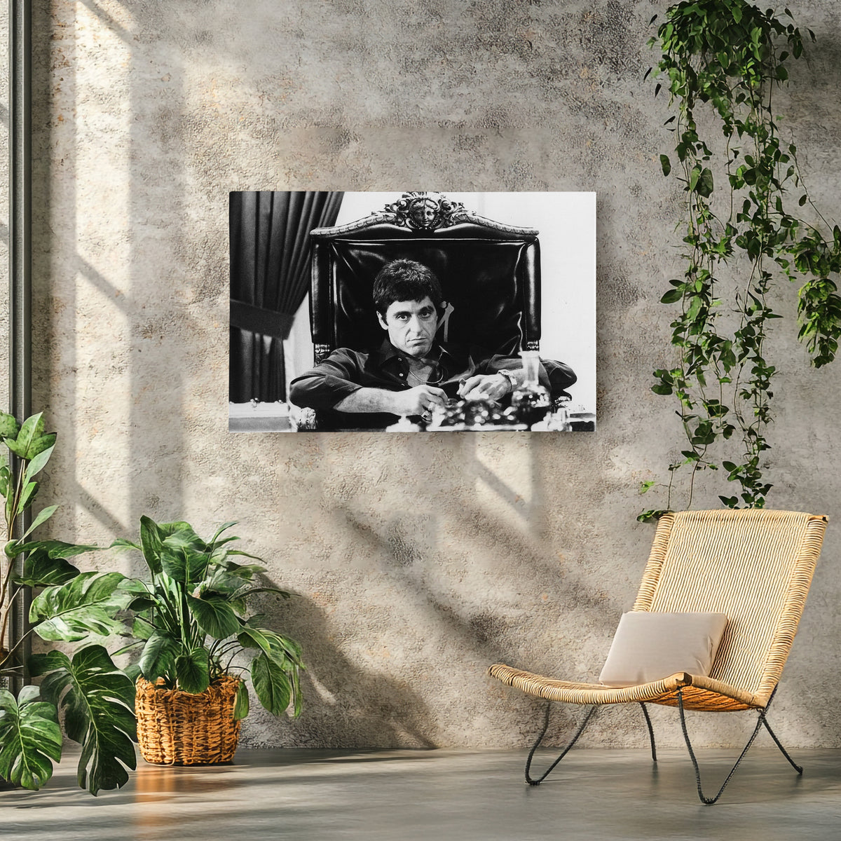 Tony Montana Scarface Canvas Art - Movie Wall Decor Black and White