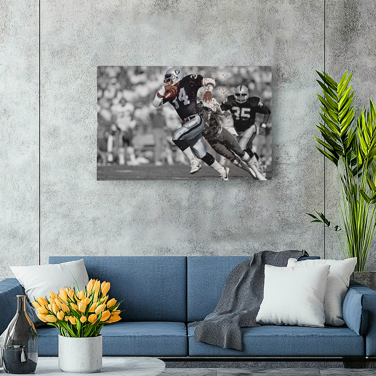 Bo Jackson Dodges Tackle Los Angeles Raiders Canvas Wall Art Decor - NFL Action Art