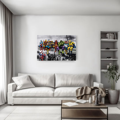 Marvel Superheroes Lunch Atop a Skyscraper Canvas Wall Art