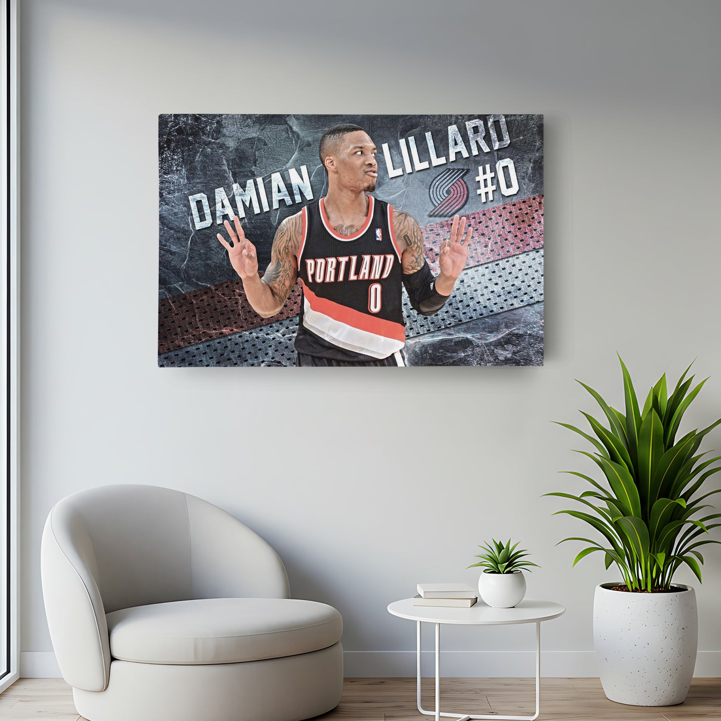 Damian Lillard #0 Basketball Canvas Wall Art – Portland Trail Blazers Decor