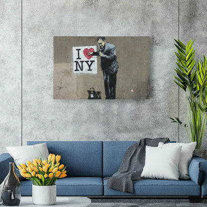 Banksy 'Love New York' Canvas Print - Framed Wall Art