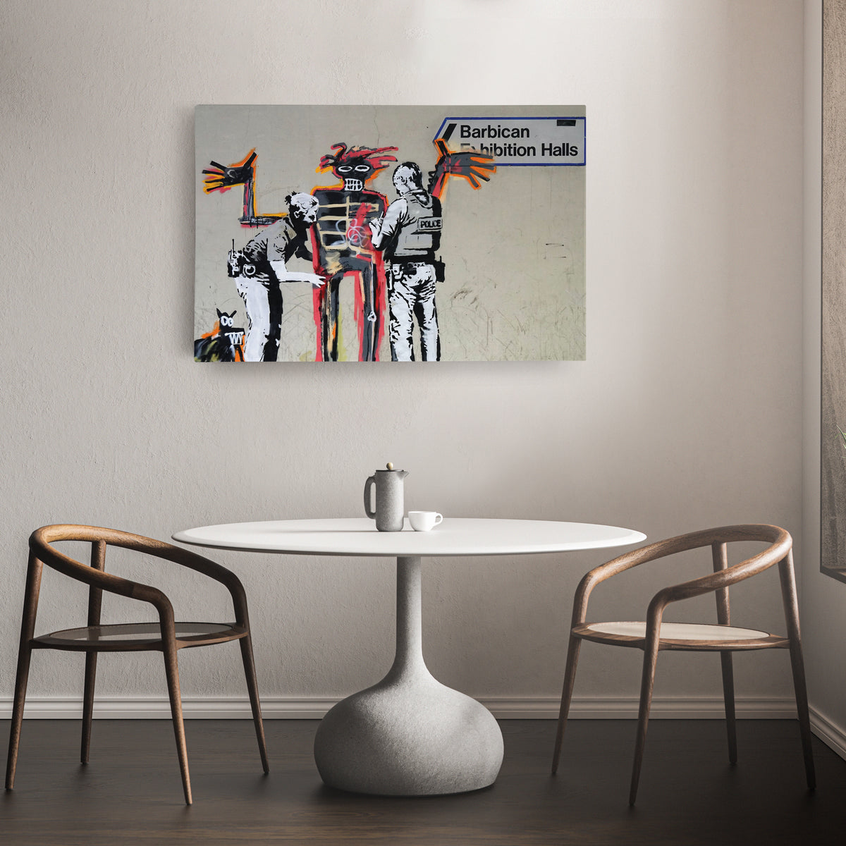 Banksy x Basquiat 'Installer' Canvas Print - Framed Wall Art