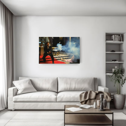 Scarface Say Hello to My Little Friend Canvas Art – Classic Movie Moment Decor