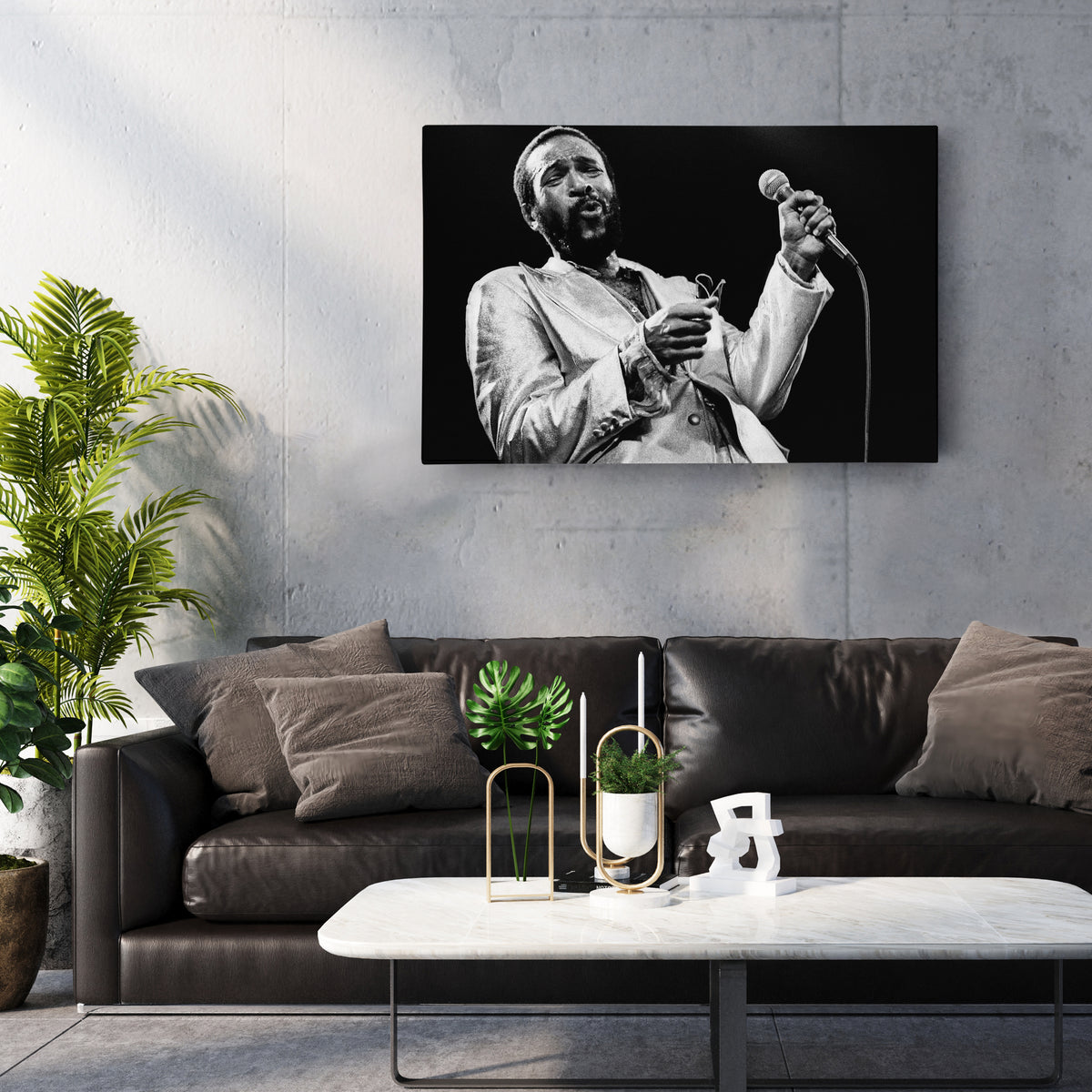 Marvin Gaye Black and White Canvas Art – Soul Singer Poster Wall Decor