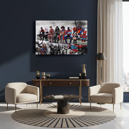 Spider Verse Lunch Atop a Skyscraper Canvas Wall Art