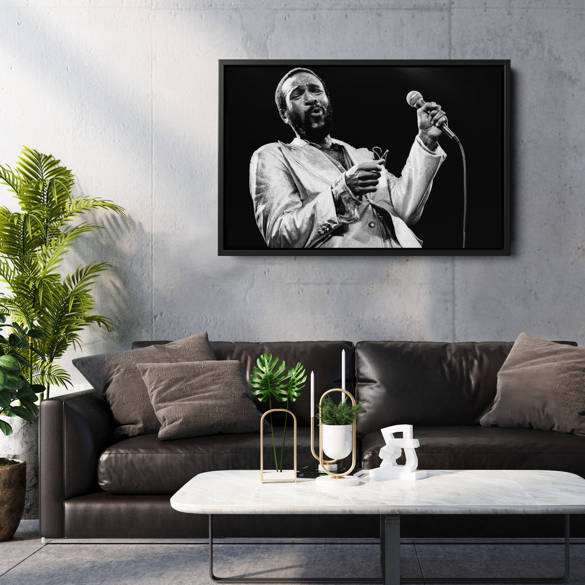 Marvin Gaye Black and White Canvas Art – Soul Singer Poster Wall Decor