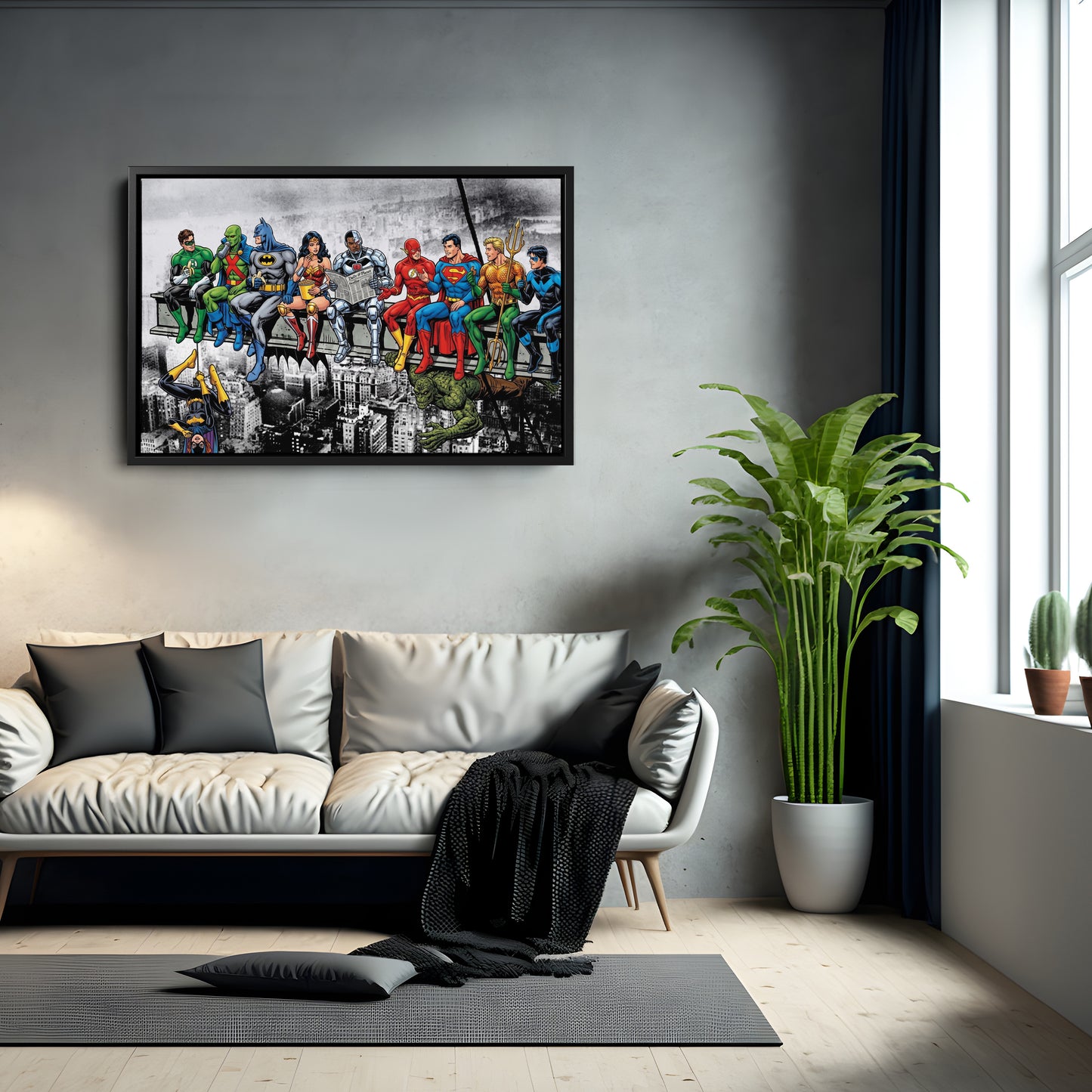 Justice League Lunch Atop a Skyscraper Canvas Wall Art
