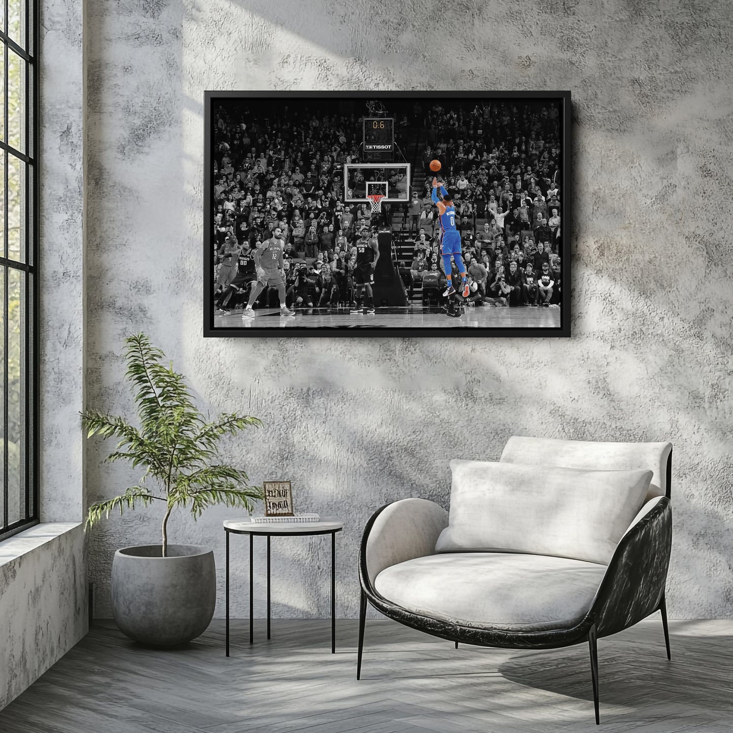 Russell Westbrook Buzzer Beater Canvas Art - NBA Thunder vs. Kings