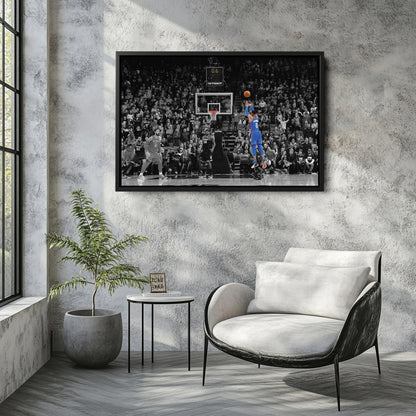 Russell Westbrook Buzzer Beater Canvas Art - NBA Thunder vs. Kings