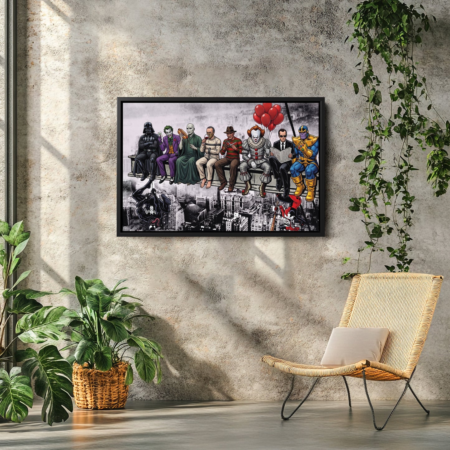 Movie Villains Lunch Atop a Skyscraper Canvas Wall Art
