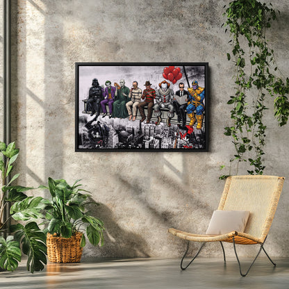 Movie Villains Lunch Atop a Skyscraper Canvas Wall Art