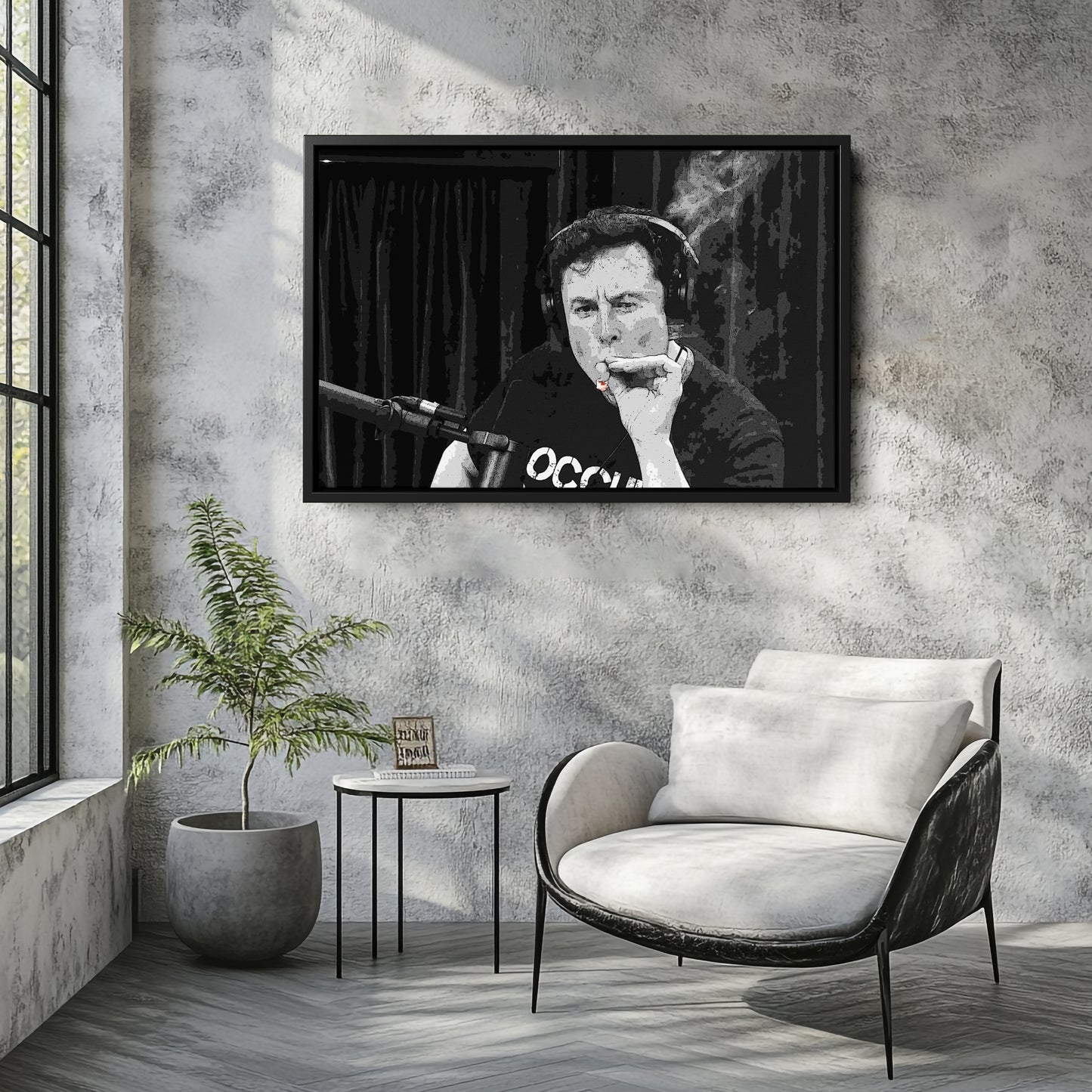 Elon Musk Smoking Canvas Wall Art – Entrepreneur Icon Print for Home