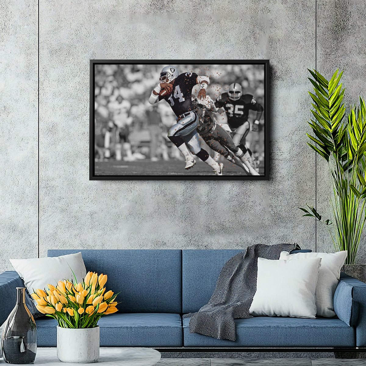 Bo Jackson Dodges Tackle Los Angeles Raiders Canvas Wall Art Decor - NFL Action Art