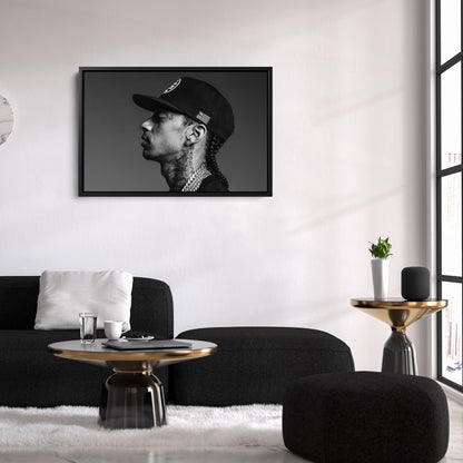 Nipsey Hussle Black and White Canvas Wall Art – Music Legend Home Decor
