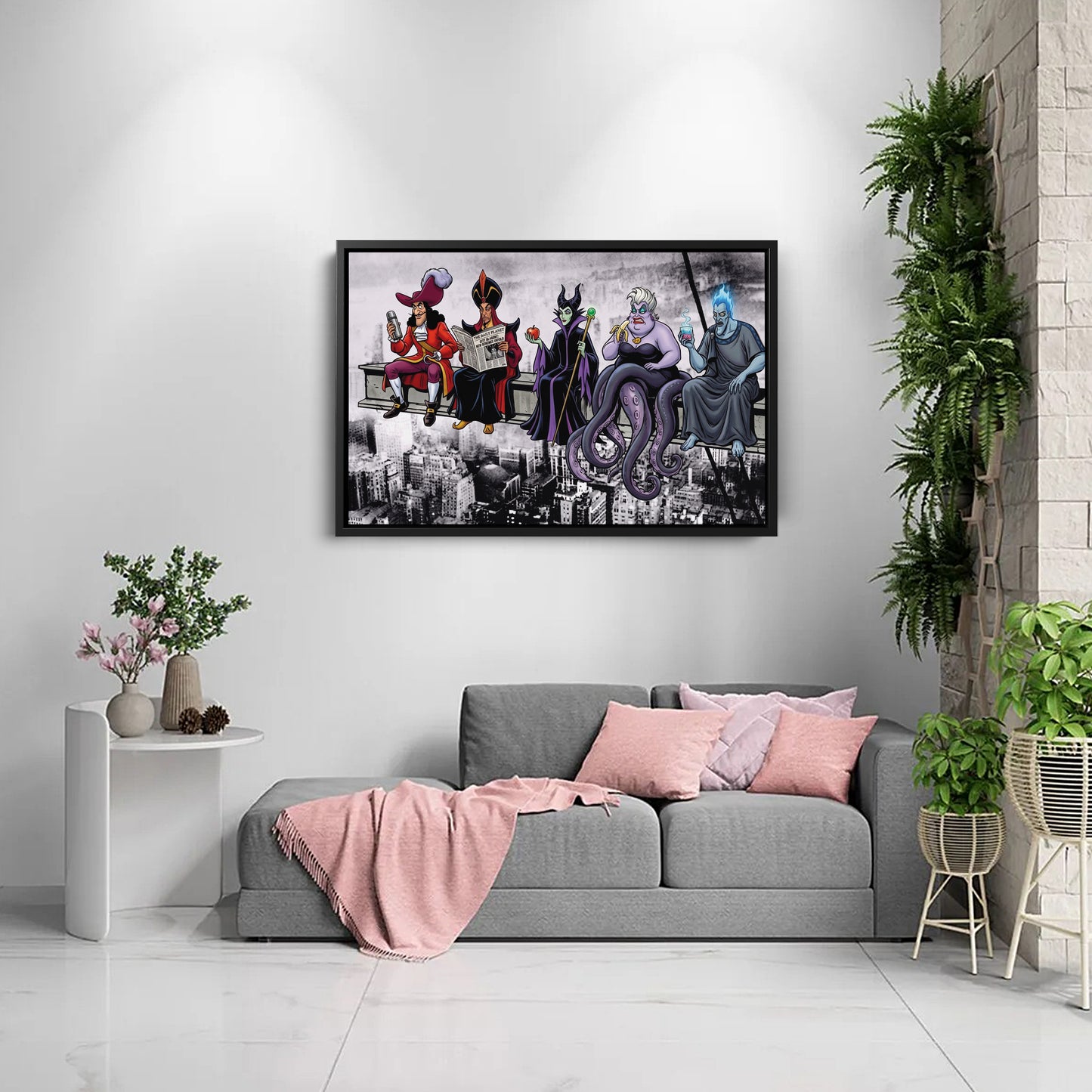 Disney Villains Lunch Atop a Skyscraper Canvas Wall Art