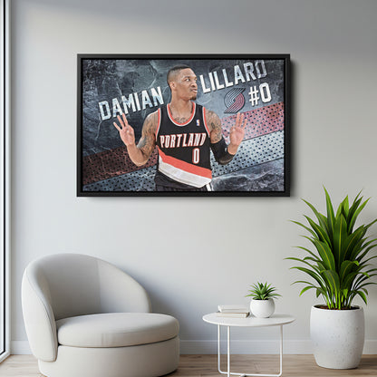 Damian Lillard #0 Basketball Canvas Wall Art – Portland Trail Blazers Decor