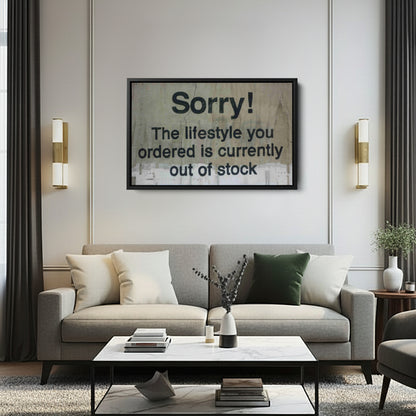 Banksy 'Out of Stock' Quote Canvas Print - Framed Wall Art