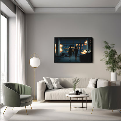 Fight Club Man and Woman Silhouette Canvas Wall Art – Movie Art Decor