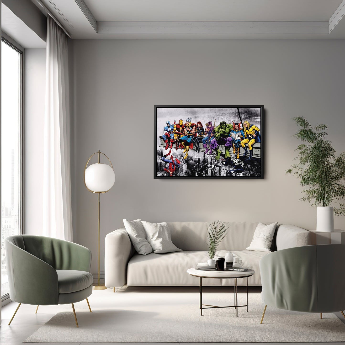 Marvel Avengers Lunch Atop a Skyscraper Canvas Wall Art