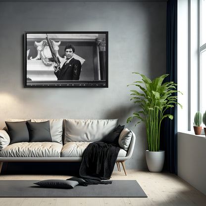 Scarface Poster – Al Pacino with Gun Canvas Print Wall Art Home Decor