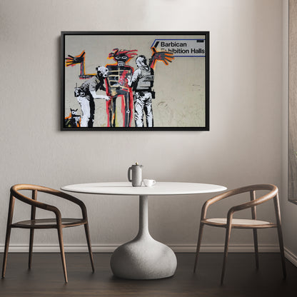 Banksy x Basquiat 'Installer' Canvas Print - Framed Wall Art