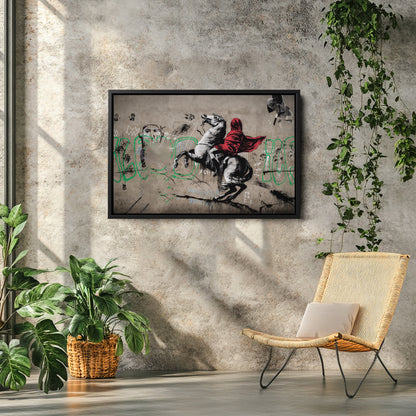 Banksy 'Napoleon on Horse' Canvas Print - Framed Wall Art