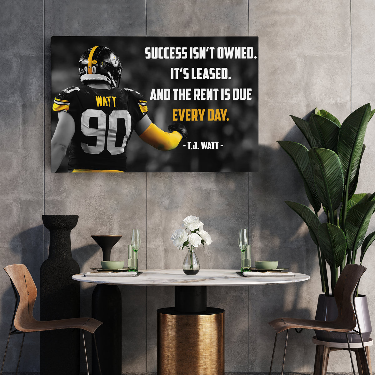 T.J. Watt Quote Canvas Art - Pittsburgh Steelers NFL Wall Decor Print