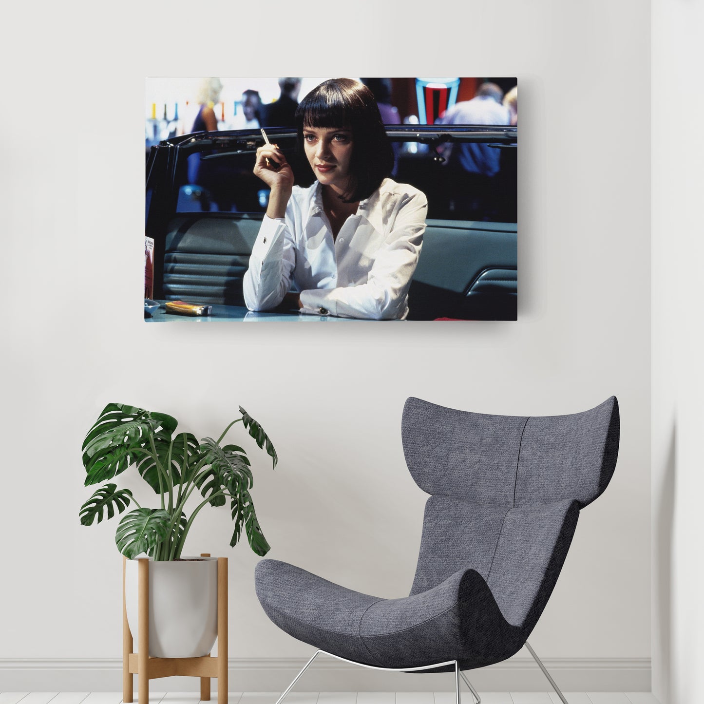 Pulp Fiction Uma Thurman Smoking Canvas Art – Legendary Movie Moment Decor