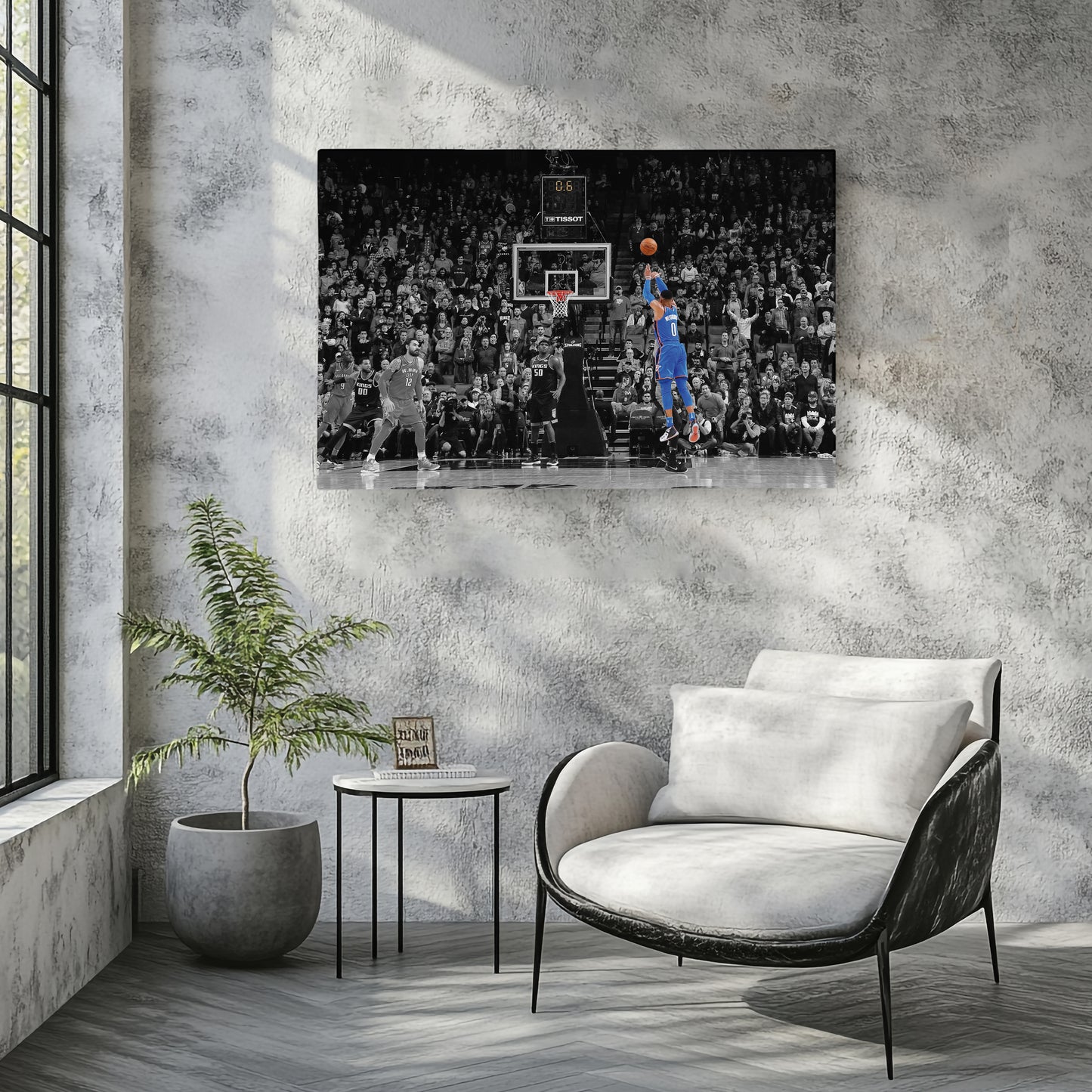 Russell Westbrook Buzzer Beater Canvas Art - NBA Thunder vs. Kings