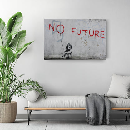 Banksy 'No Future' Street Art Canvas Print - Framed Wall Decor