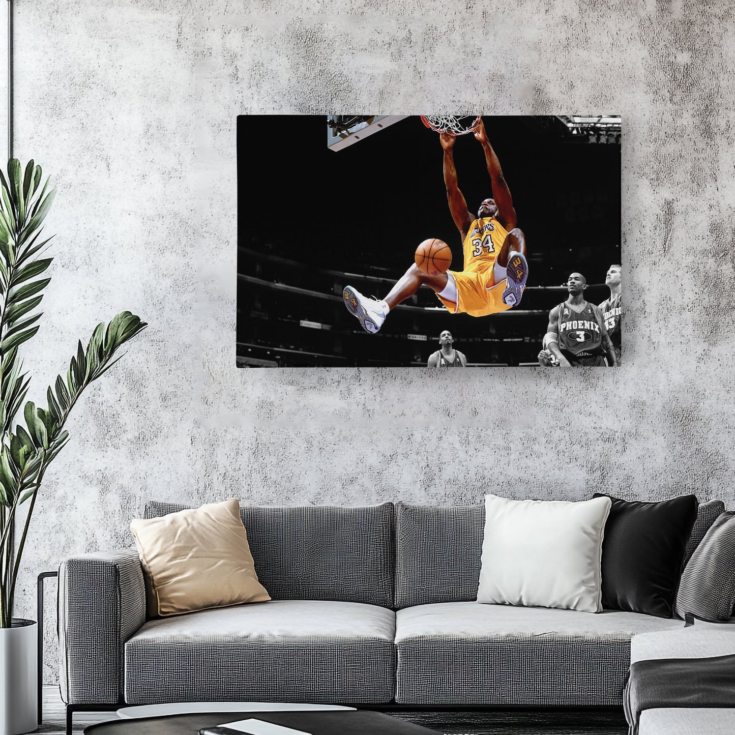 Shaquille O'Neal Dunking Canvas Art - NBA Lakers Sports Poster