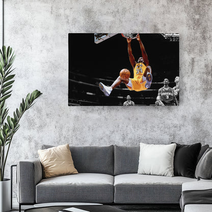 Shaquille O'Neal Dunking Canvas Art - NBA Lakers Sports Poster
