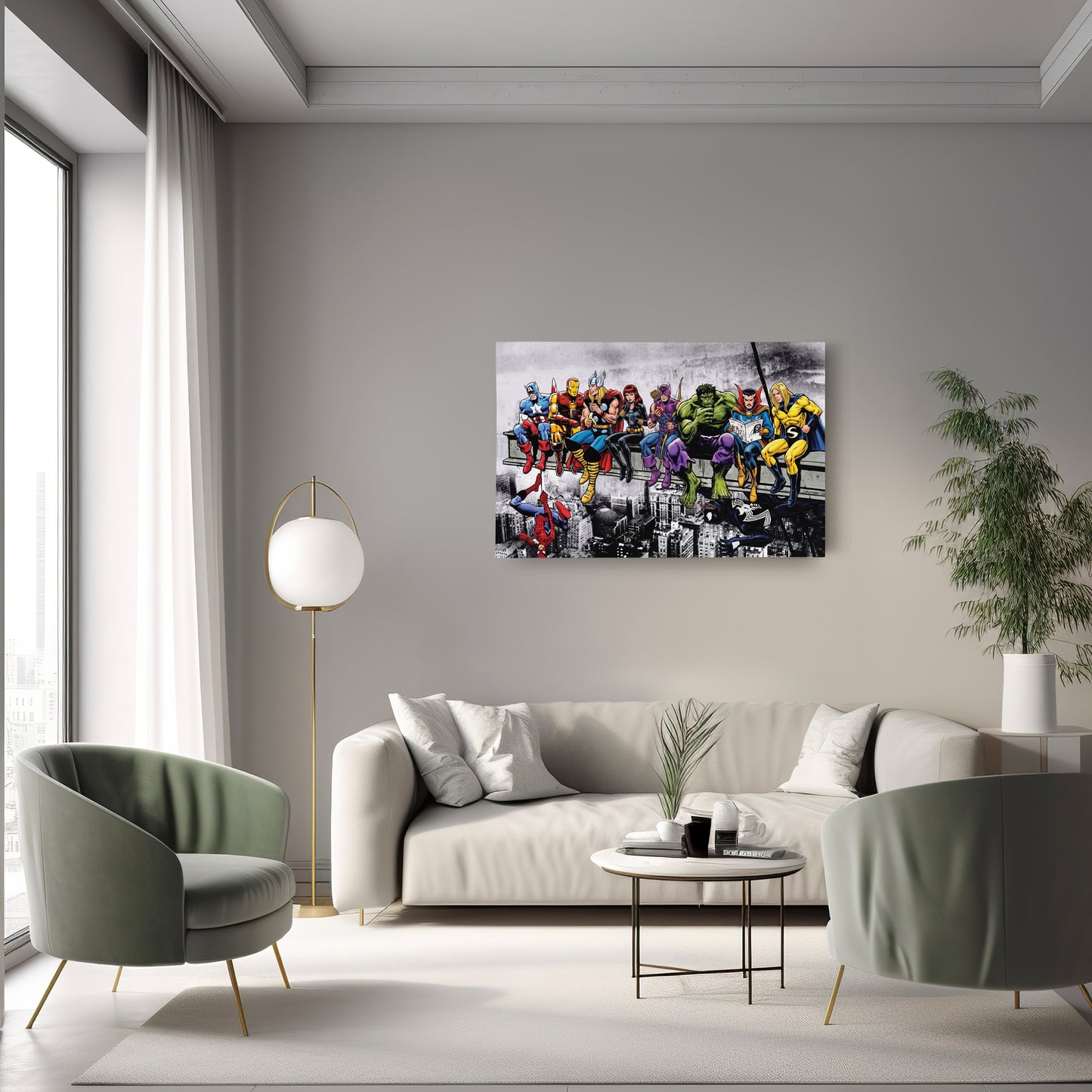 Marvel Avengers Lunch Atop a Skyscraper Canvas Wall Art