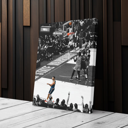 Stephen Curry No-Look Shot Canvas Art - NBA Golden State Warriors Decor