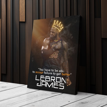 LeBron James King Quote Canvas Wall Art – NBA Superstar Motivation