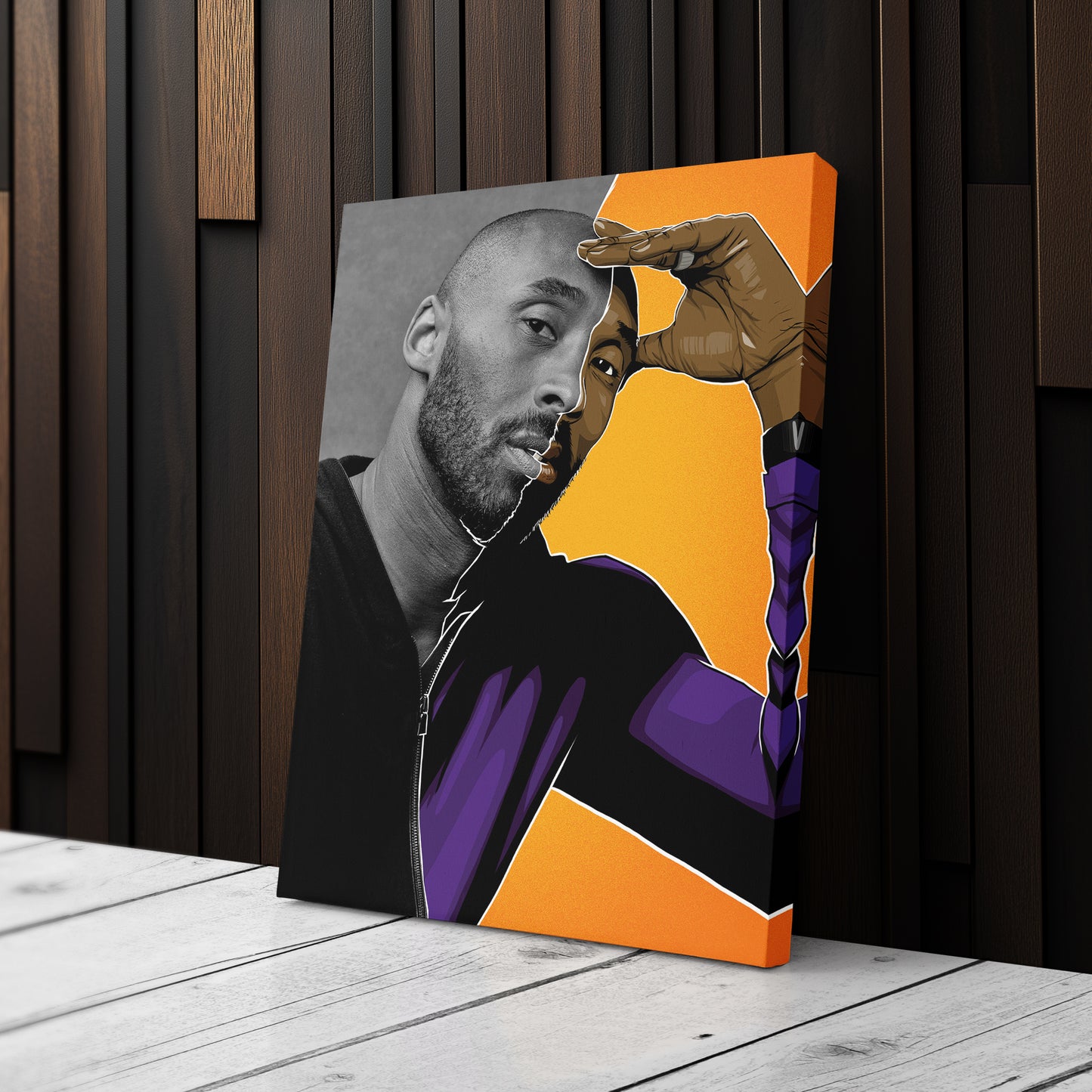 Kobe Bryant Cartoon Effect Canvas Wall Art – Fun Basketball Poster
