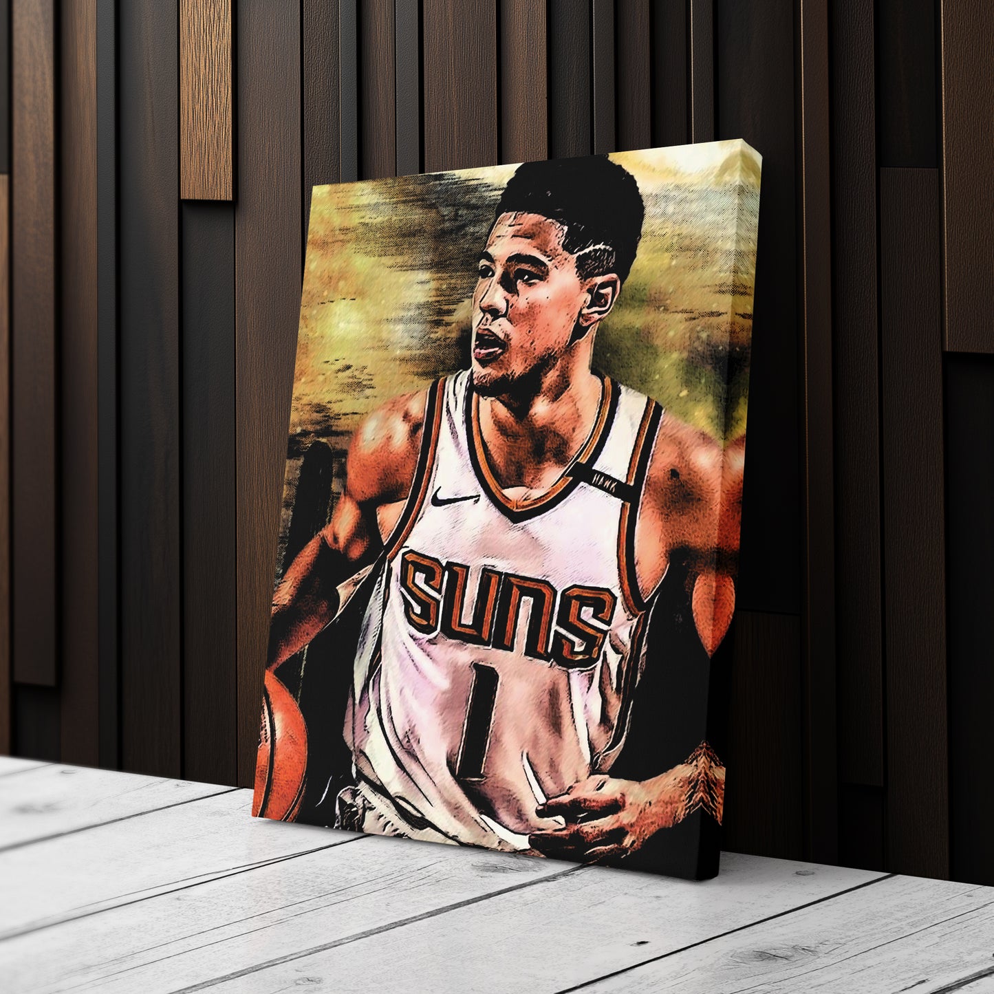 Devin Booker Phoenix Suns Canvas Wall Art – Basketball Star Print for Home