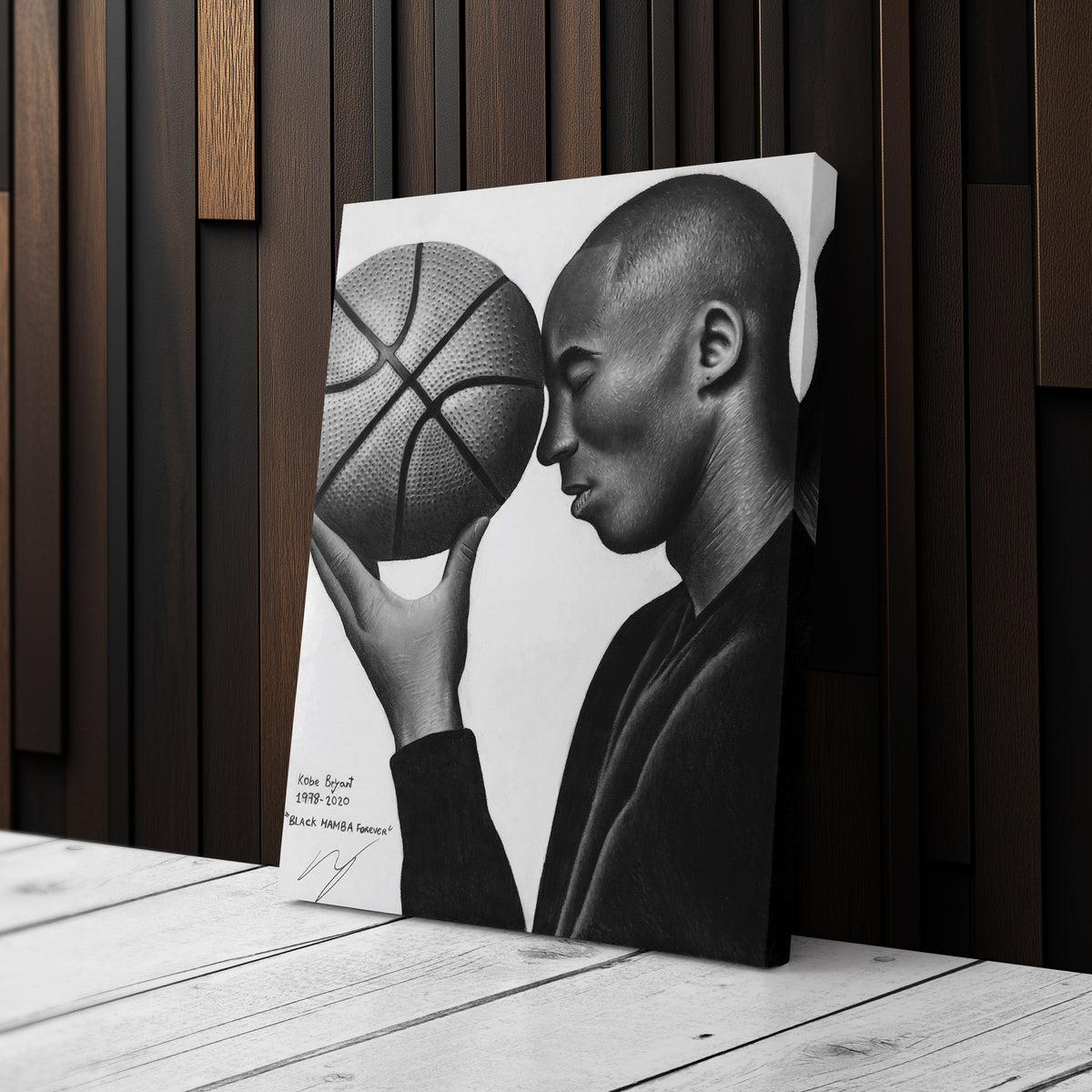Kobe Bryant Black and White Basketball Canvas Wall Art – Iconic Dunk