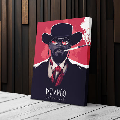 Django Unchained Illustration Canvas Wall Art – Western Movie Decor