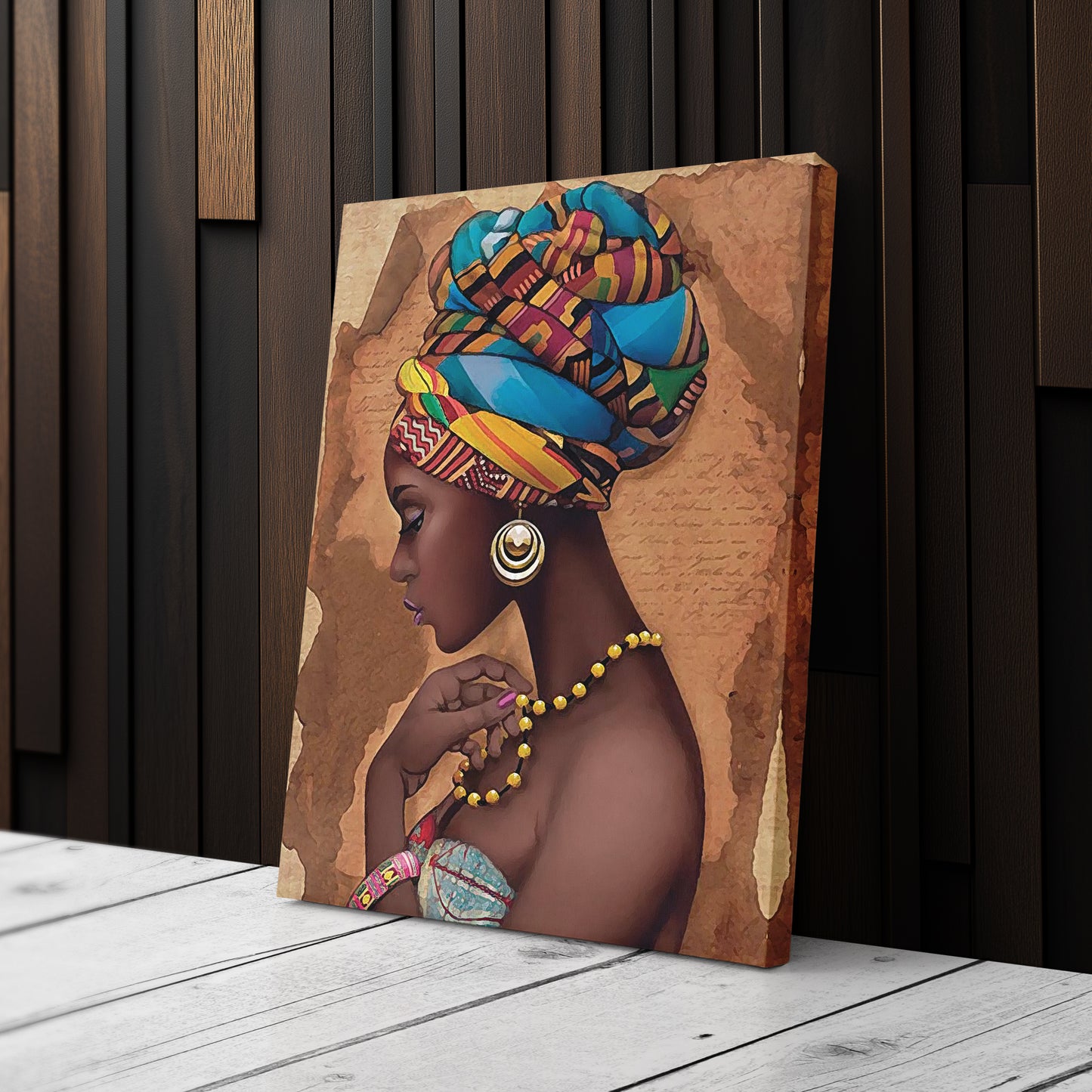 Girl with Yellow Necklace Canvas Wall Art – Beautiful Portrait Decor