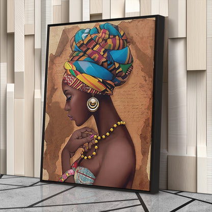 Girl with Yellow Necklace Canvas Wall Art – Beautiful Portrait Decor