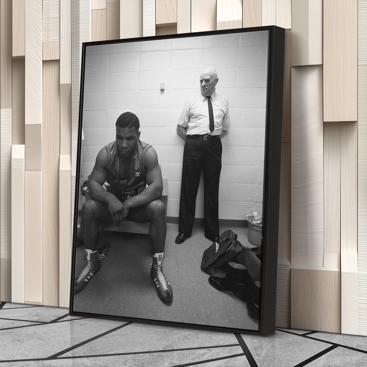 Mike Tyson Boxing Black and White Canvas Art – Boxing Champion Decor