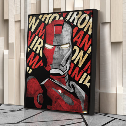 Iron Man Marvel with Background Text - Canvas Wall Art Decor