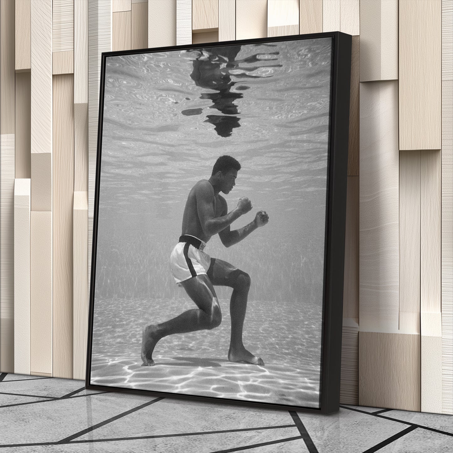 Muhammad Ali Underwater - Black and White Canvas Wall Art Decor