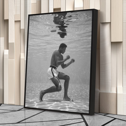 Muhammad Ali Underwater - Black and White Canvas Wall Art Decor