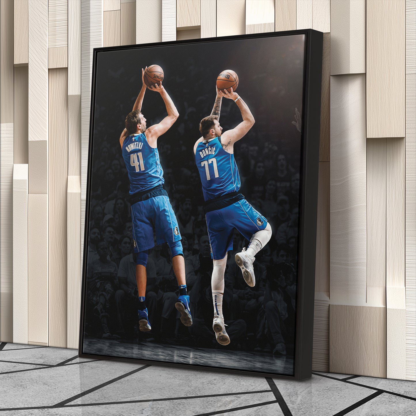 Luka Doncic and Dirk Nowitzki Canvas Art - Dallas Mavericks NBA Decor