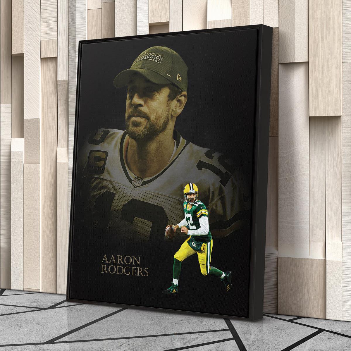 Aaron Rodgers Green Bay Packers NFL Canvas Wall Art - Framed Home Decor