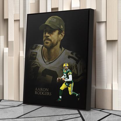 Aaron Rodgers Green Bay Packers NFL Canvas Wall Art - Framed Home Decor