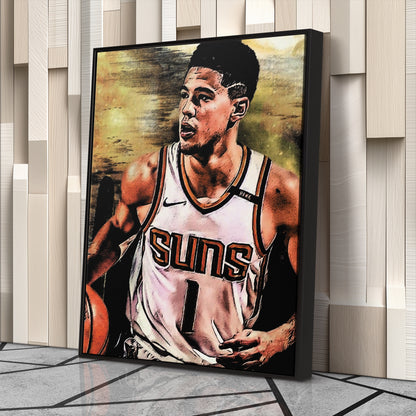 Devin Booker Phoenix Suns Canvas Wall Art – Basketball Star Print for Home